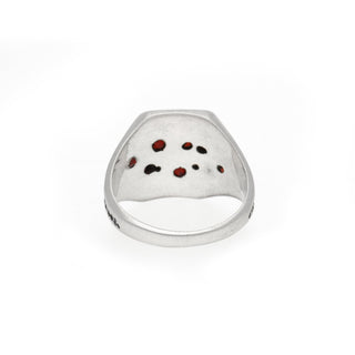 925 Stealing Silver Designer Men's Ring, Decorated With Tiny Red Garnet Gemstone