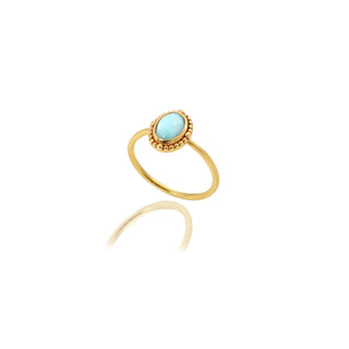 925 Silver Gold Plated Larimar Gemstone  Ring