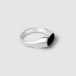 Black Onyx Gemstone Ring, 925 Stealing Silver Ring