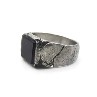 925 Stealing Silver Men's Ring, Decorated With Black Onyx Gemstone, Designer Men's Ring