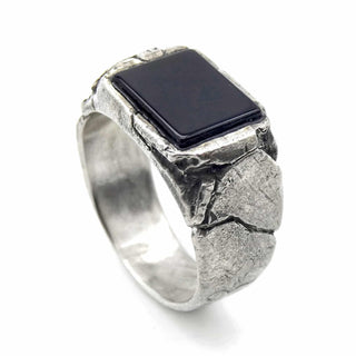 925 Stealing Silver Men's Ring, Decorated With Black Onyx Gemstone, Designer Men's Ring