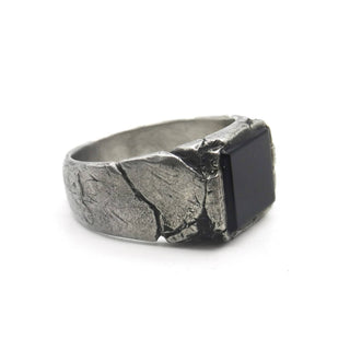 925 Stealing Silver Men's Ring, Decorated With Black Onyx Gemstone, Designer Men's Ring