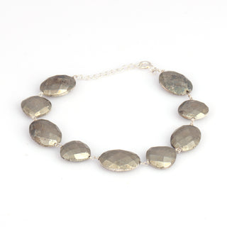 92.5 Silver Pyrite Gemstone Bracelete