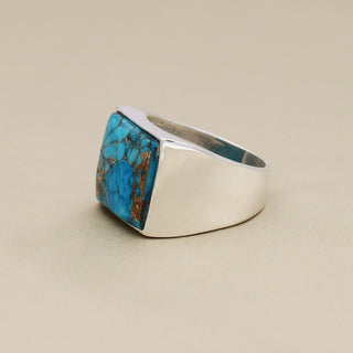 925 Sterling Silver Turquoise Gemstone Men's Ring