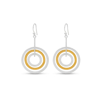 925 Stealing Silver Earring, Minimalist Earring, Two Tone Round Coin Earring, 18kt Gold Plated Earrings for Women Gift Jewelry