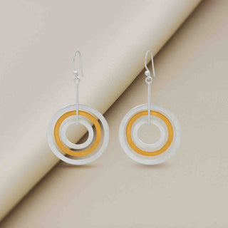 925 Stealing Silver Earring, Minimalist Earring, Two Tone Round Coin Earring, 18kt Gold Plated Earrings for Women Gift Jewelry