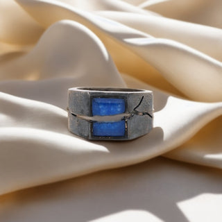 Sterling Silver Men's Rough Labradorite Gemstone Ring