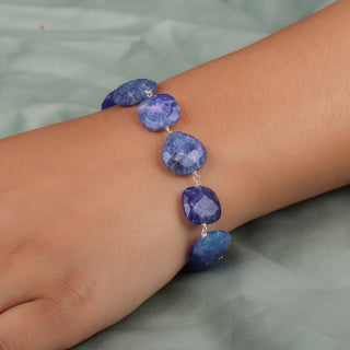 92.5 Silver Tanzanite Beaded Bracelet Gemstone Bracelete