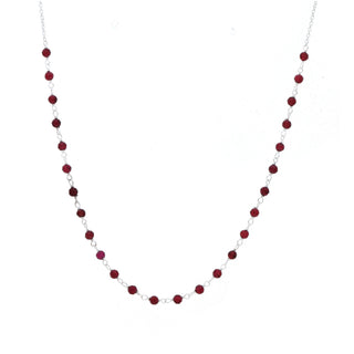 925 Sterling Silver Red Garnet Gemstone Minimalist Chain Necklace