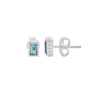 925 Sterling Silver Blue Topaz Minimalist Earring