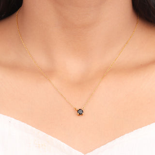 925 Silver 14k gold platetd Black Onyx Dainty Charm Minimalist Necklace By Crown Minimalist