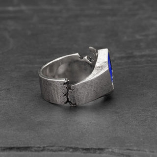 925 Sterling Silver Lapis Lazuli Men's Designer Band Ring