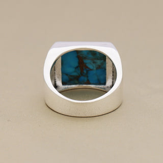 925 Sterling Silver Turquoise Gemstone Men's Ring