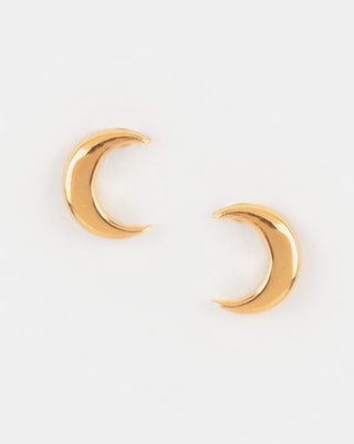 Golden Moon Shape Stud Earrings, Minimalist Earring, 925 Silver Earring With 18 kt Gold Plated