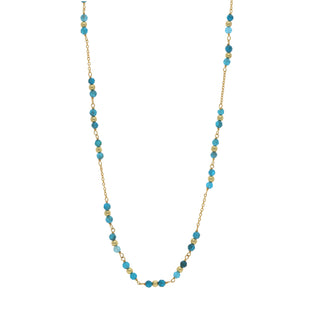 925 Sterling Silver Blue Turquoise Gemstone Minimalist Chain Necklace