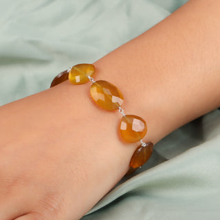 92.5 SILVER Carnelian Crystal Gemstone Bracelete