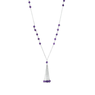 925 Sterling Silver Amethyst Beads Gemstone Chain Necklace