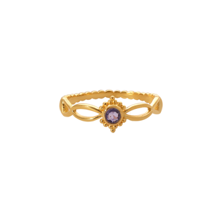 925 Sterling Silver Amethyst Gemstone Minimalist Gold Plated Ring