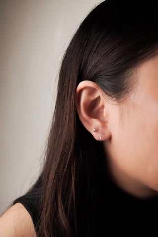 Silver Minimalist Earrings With Pearl Stone