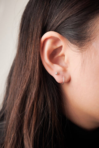 Silver Minimalist Earrings With Pearl Stone