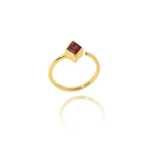 925 Silver 14k Gold Plated Garnet Stone Ring