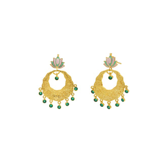 925 Sterling Silver Green Gemstone Gold Plated Earring