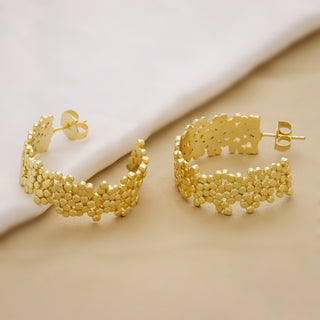 18K Gold Plated Brass Designer Half Hoop Earrings