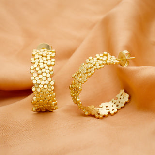 18K Gold Plated Brass Designer Half Hoop Earrings