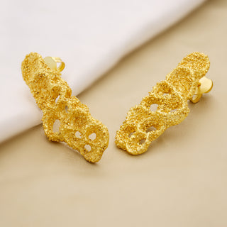 18K Gold Plated Brass Long Statement Fashion Earring