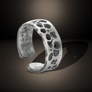 Sterling Silver Black Oxidized Hammered Men's Ring