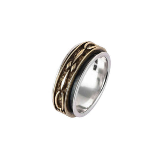 925 Sterling Silver Ring Two Tone  Spinner Meditation Band Ring