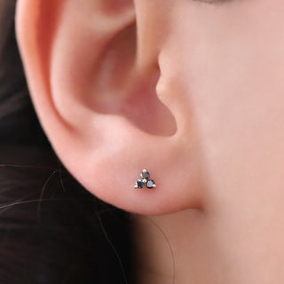 Beautiful Small Black Diamond Studs By Crown Minimalist