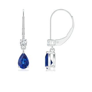 Pear Sapphire Drop Earrings With Diamond