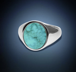 925 Sterling Silver Turquoise Gemstone Men's Ring