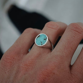 925 Sterling Silver Turquoise Gemstone Men's Ring