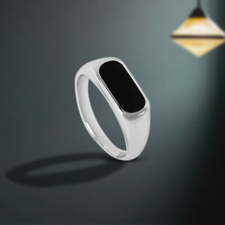 Black Onyx Gemstone 925 Sterling Silver Men's Signet Ring