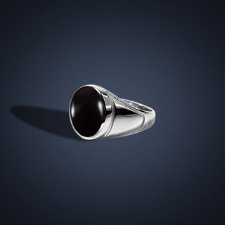 925 Silver Round Black Onyx Gemstone Ring