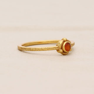 Natural Carnelian Stone Ring, Round Shape Gemstone, 925 Silver 18kt Gold Plated