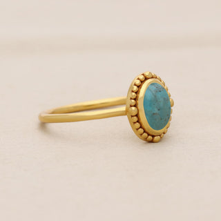 Natural Turquoise Stone Ring, Oval Shape Gemstone, 925 Silver 18kt Gold Plated