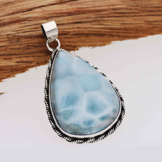 Vintage Pendant 925 Stealing Silver Pendant Natural Larimar Gemstone Pendant