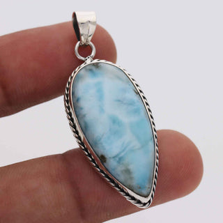 Blue Larimar Pear Shape 925 Stealing Silver Pendant