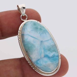 Natural Larimar Gemstone Pendant, 925 Stealing Silver Pendant