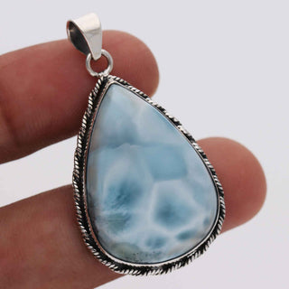 Vintage Pendant 925 Stealing Silver Pendant Natural Larimar Gemstone Pendant