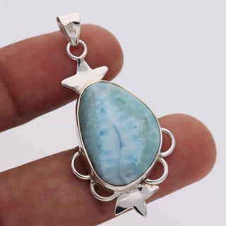 Fancy Shape Blue Larimar Gemstone Pendant