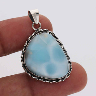 Caribbean Larimar Gemstone Pendant 925 Stealing Silver Pendant