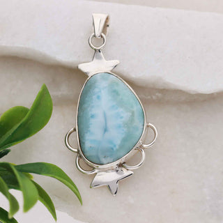 Fancy Shape Blue Larimar Gemstone Pendant