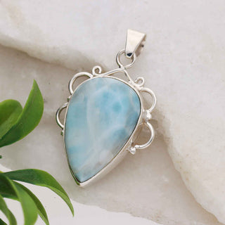 Vintage Pendant 925 Stealing Silver Pendant Natural Larimar Gemstone Pendant