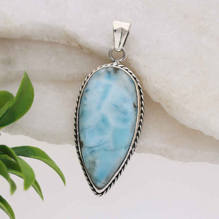 Blue Larimar Pear Shape 925 Stealing Silver Pendant