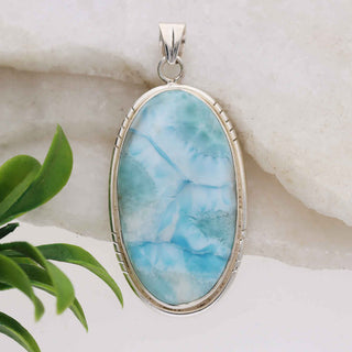 Natural Larimar Gemstone Pendant, 925 Stealing Silver Pendant