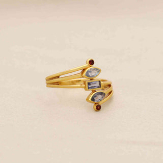 Labradorite Ring Garnet Ring Natural Gemstone 925 Solid Sterling Silver Gold Plated Design Minimalist Ring